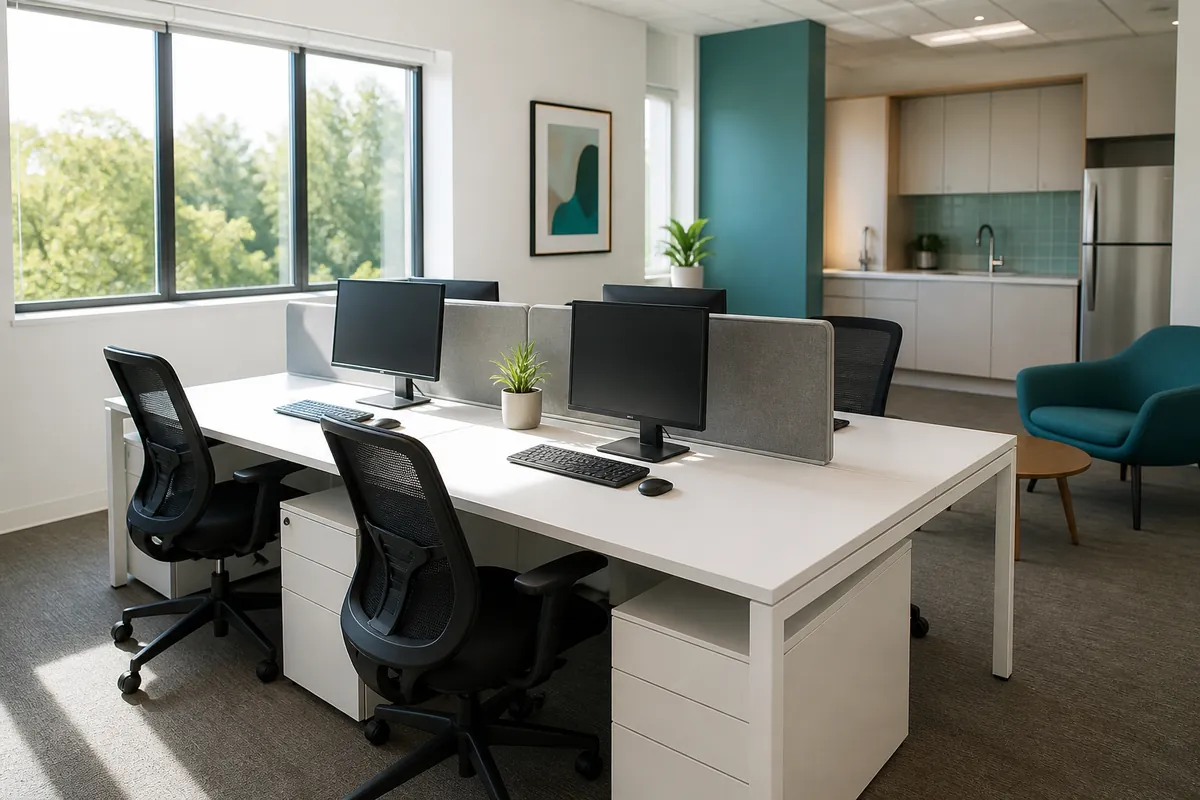 Clean modern small office with tidy workstations